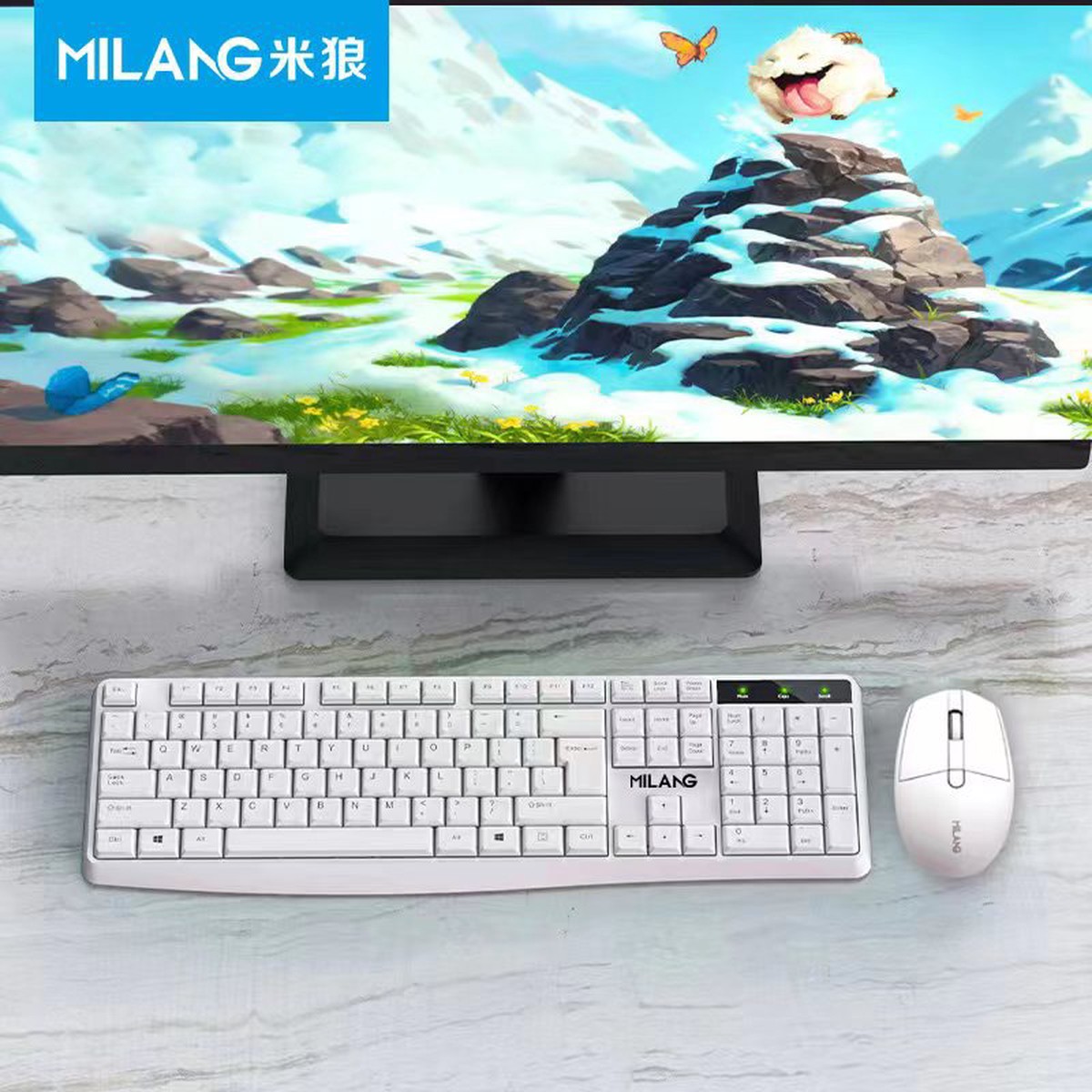 Ultra-Slim White Keyboard and Mouse Set