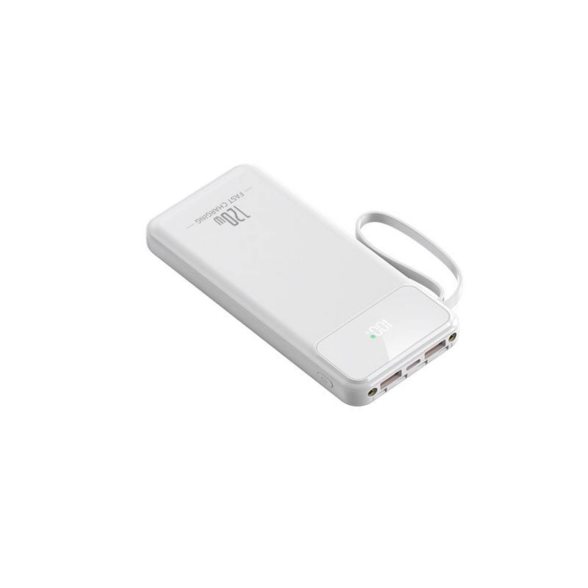 Portable 20000mAh Power Bank with Built-In Charging Cable