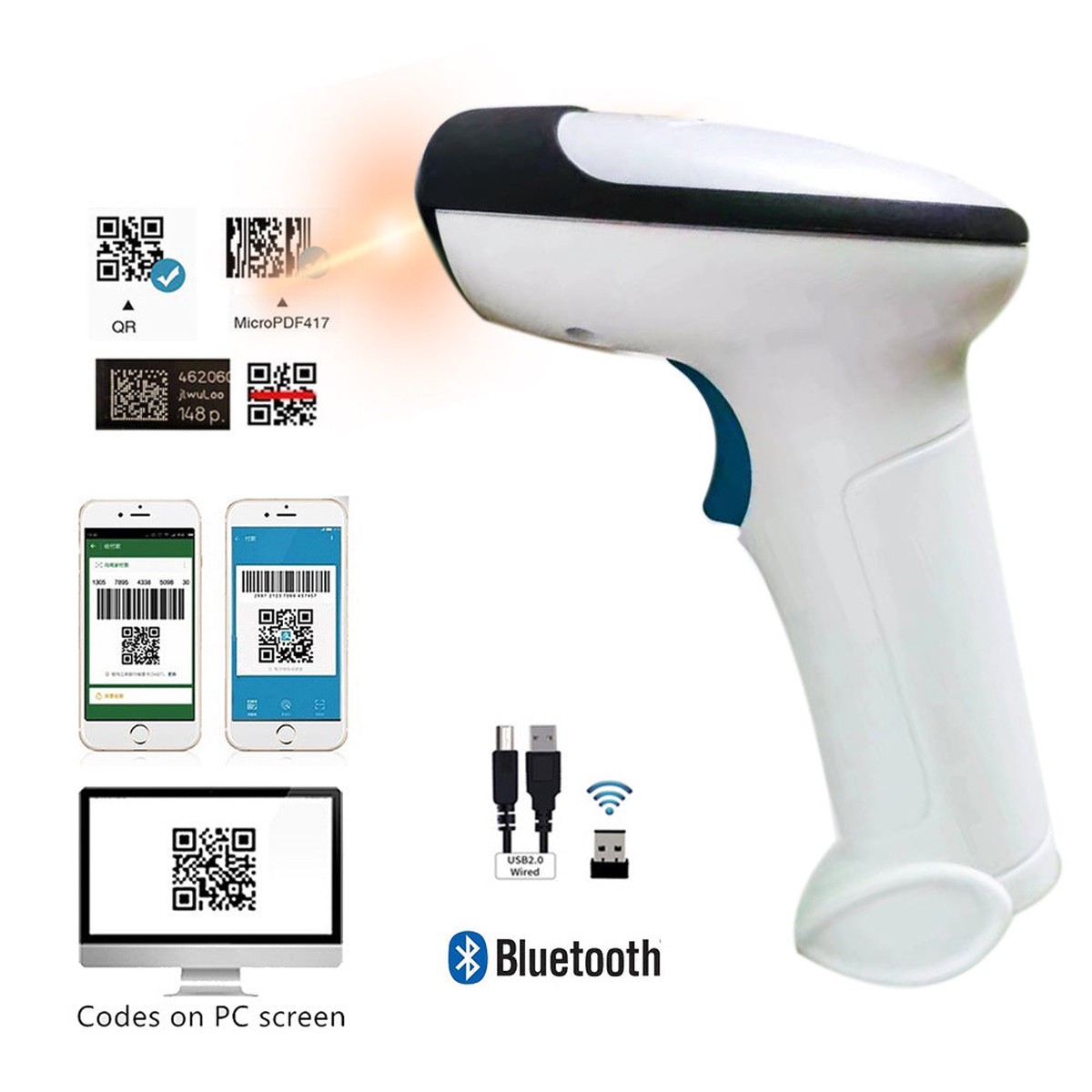 Kefar 2D Wired & Wireless Barcode Scanner  Automatic Barcode
