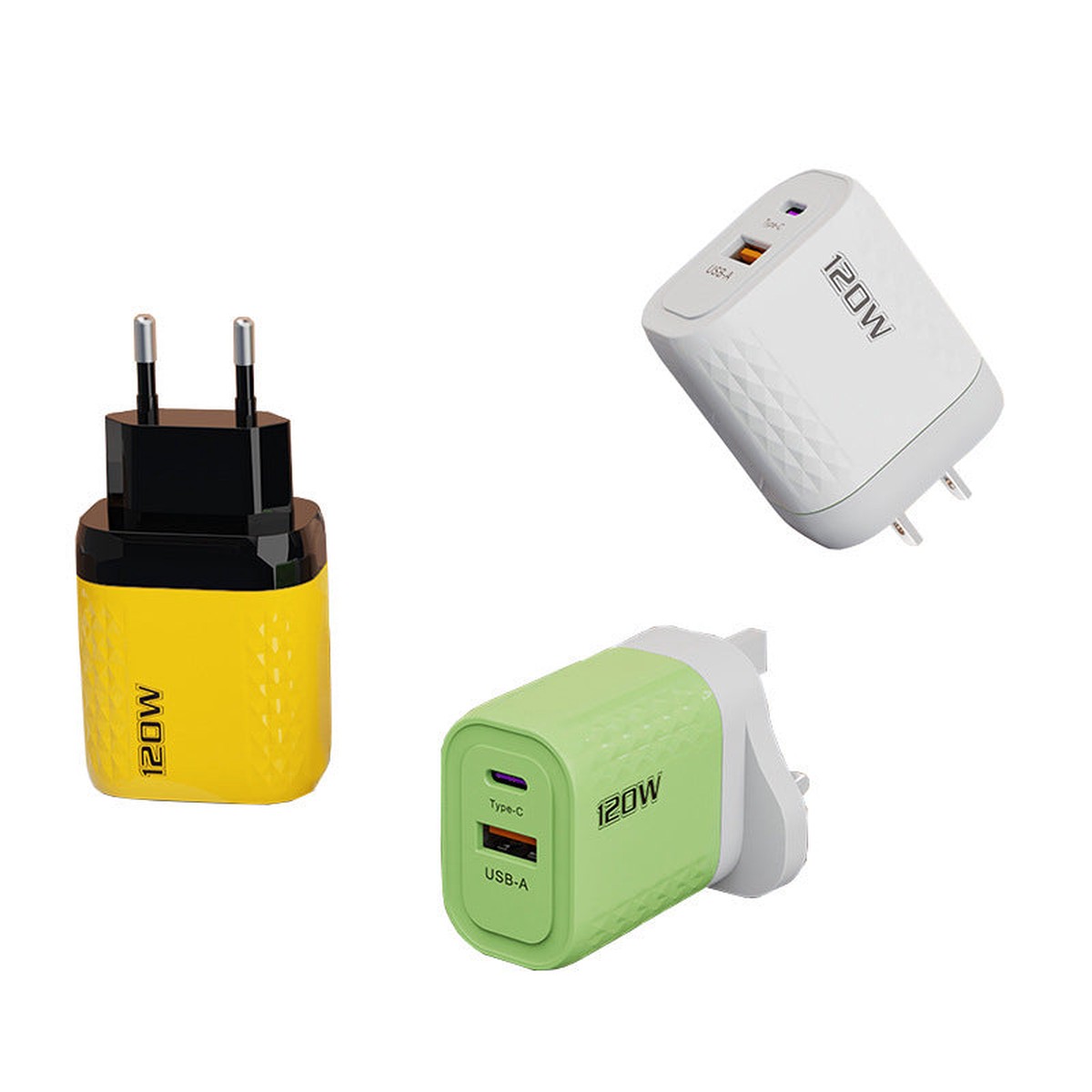 120W Multi-Port Fast Charging Adapter EU US UK Apple Huawei
