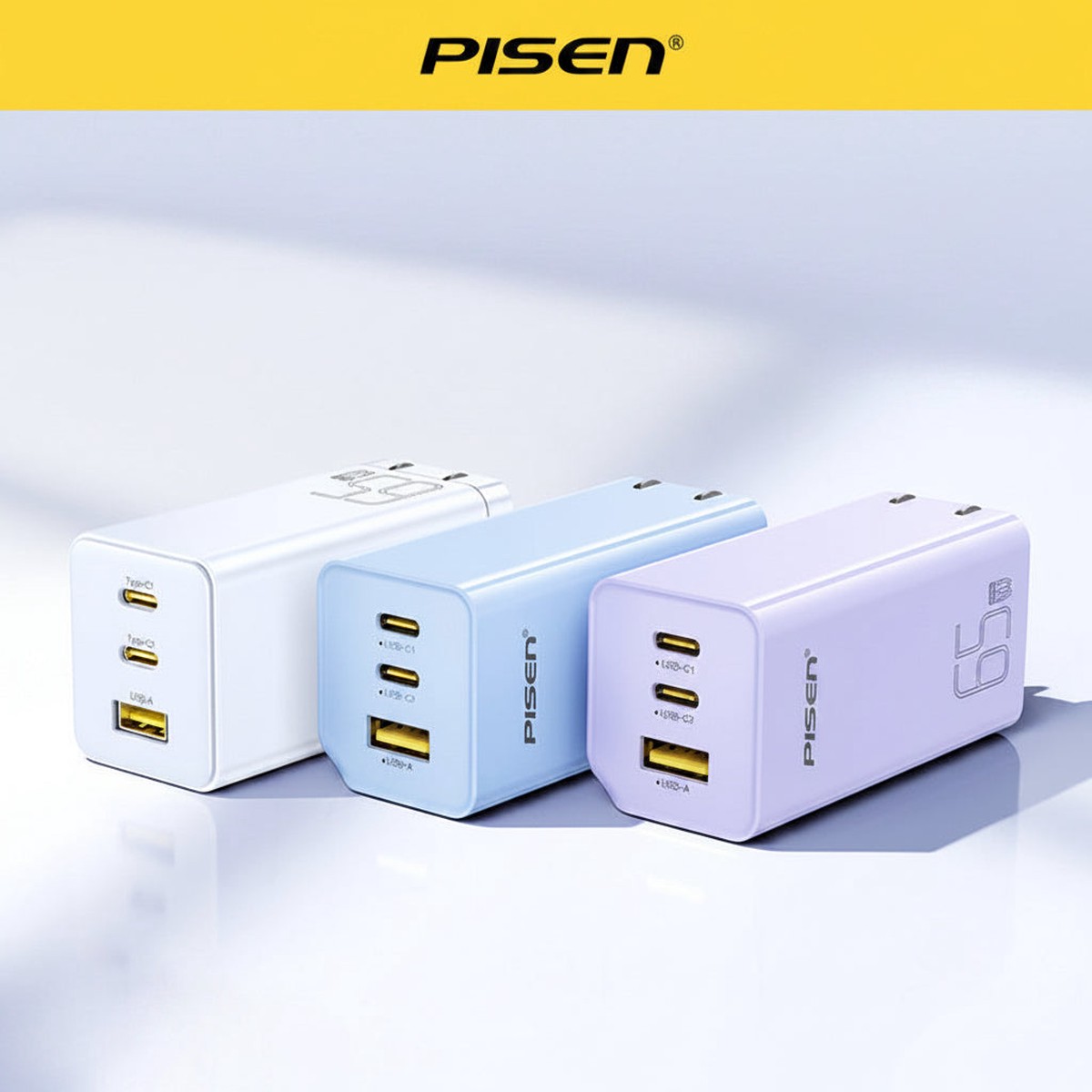 Pisen 65W GaN Multi-Port USB PD Fast Charger for Laptop Phone