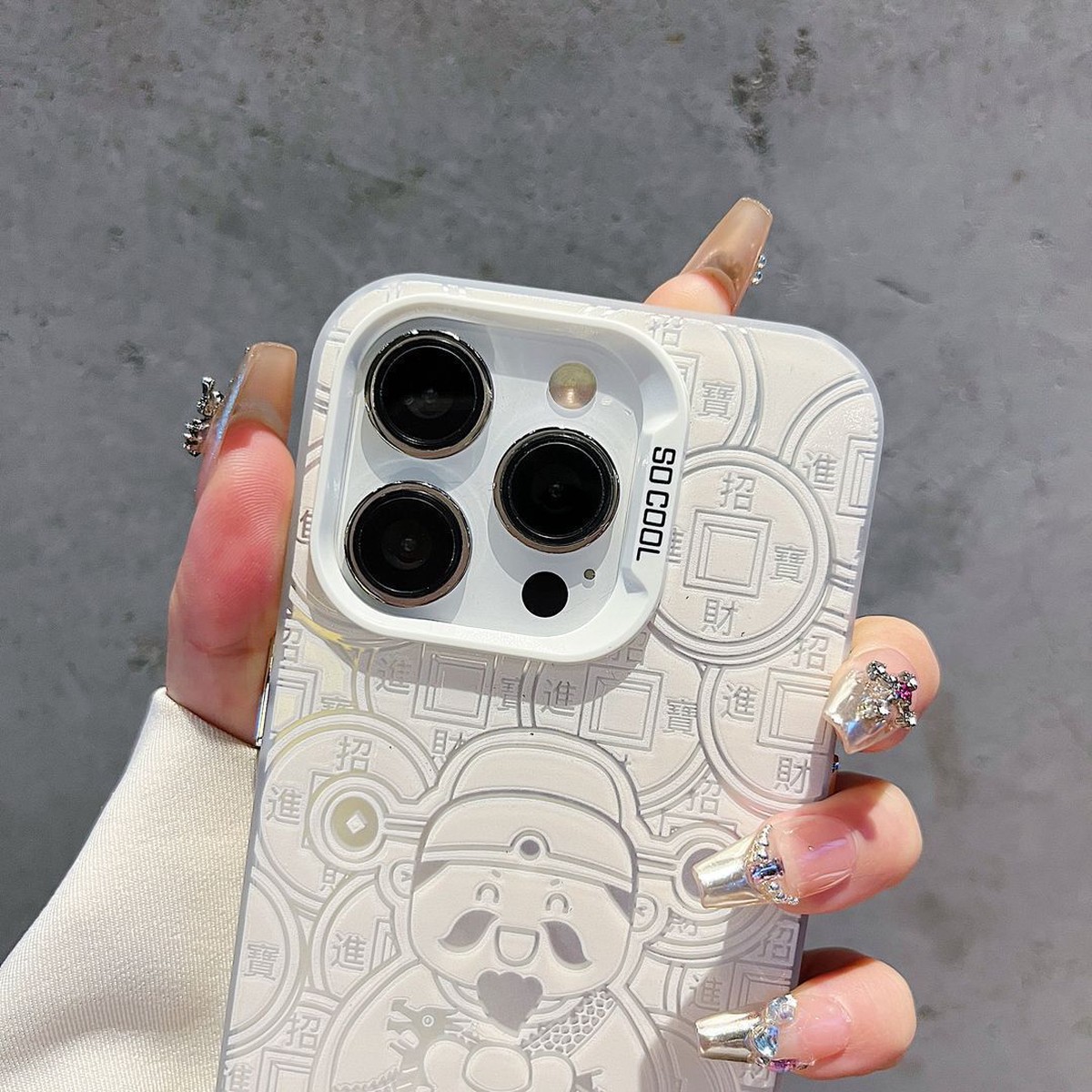 STOCK-God of Wealth iPhone Case  Stylish Silver Design