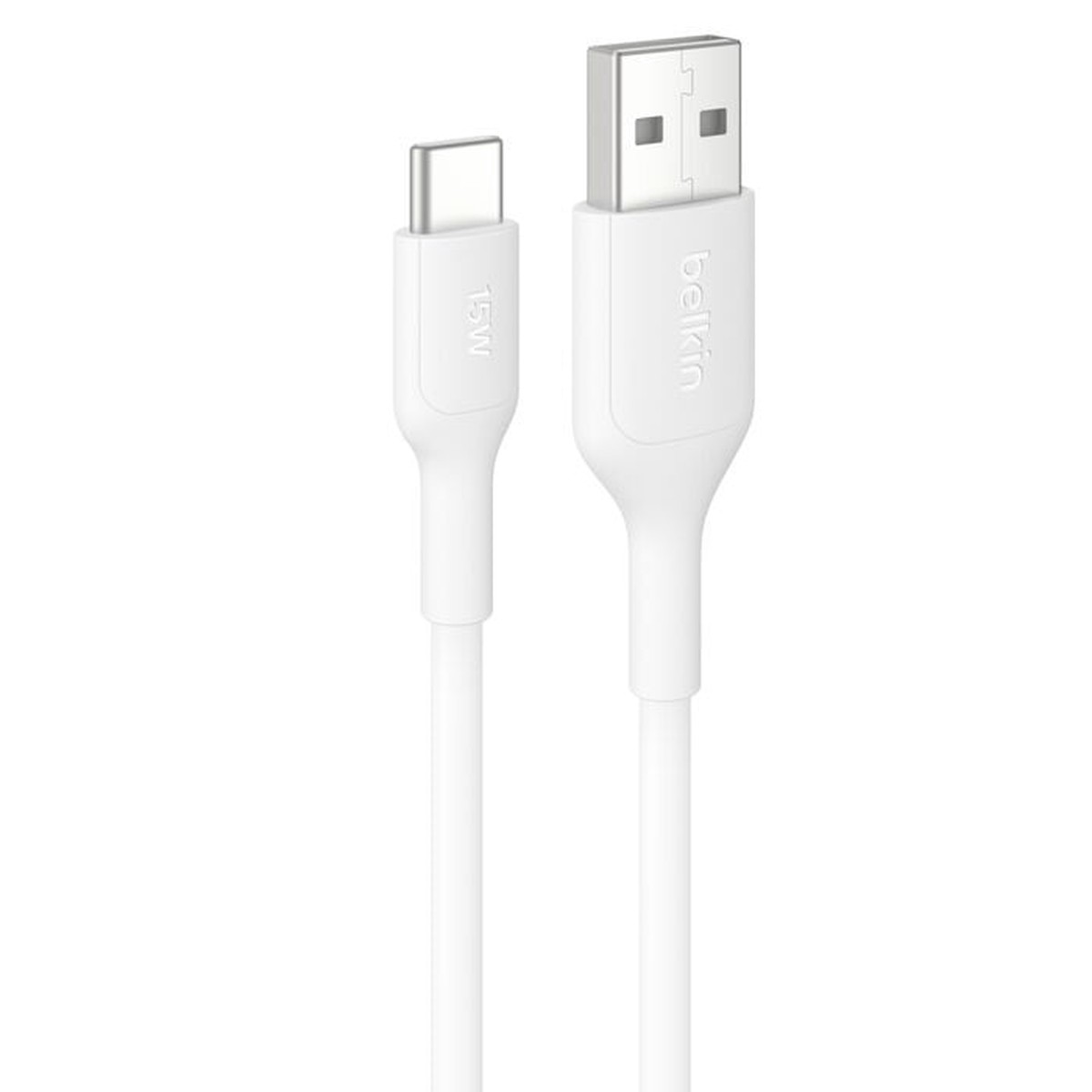 Belkin BoostCharge USB-C to USB-A Cable (2M) - White (CAB021fq2MWH), 3A/15W, 480Mbps, 300K+ Bends, Best for Samsung & Apple,, 2